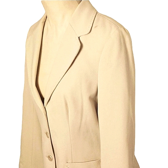 Atelier Blazer Jacket Size 10 Cream Beige Modern Fitted Career Front Pockets - Picture 2 of 16